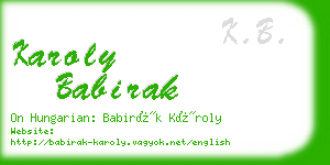 karoly babirak business card